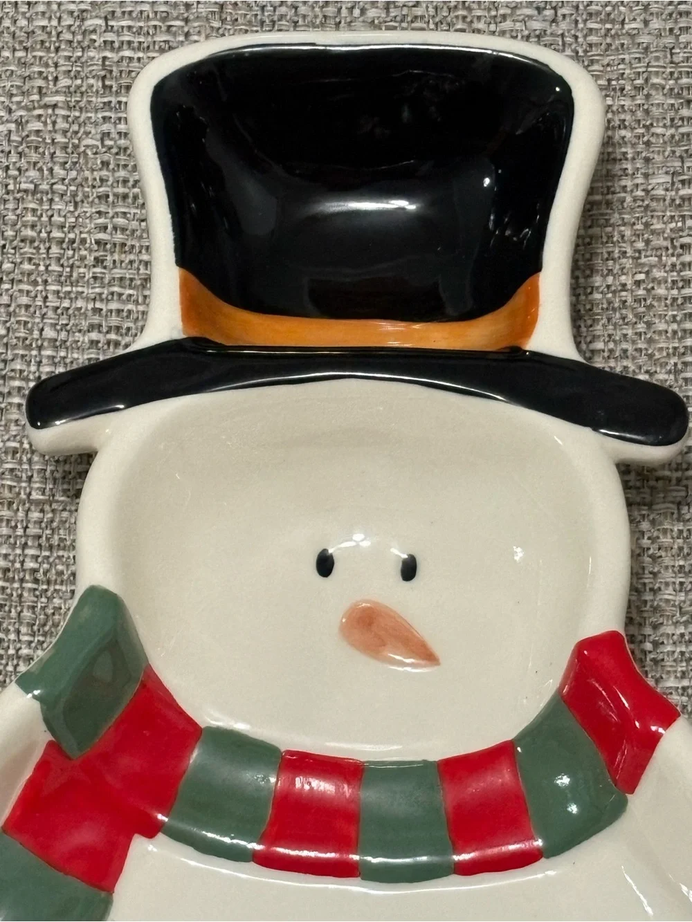 Ceramic Snowman Chip, Dip, Candy and Nut Serving Tray Holiday Decor Christmas